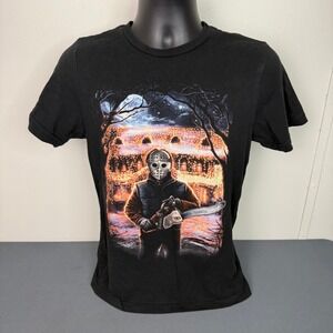 Fright Rags T-Shirt Mens Small Jason Voorhees Horror Holiday Chainsaw Black Tee